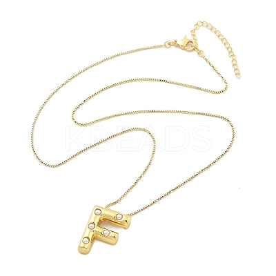 Brass & Plastic Pearl Letter Pendant Box Chain Necklaces for Women NJEW-U017-01G-06-1