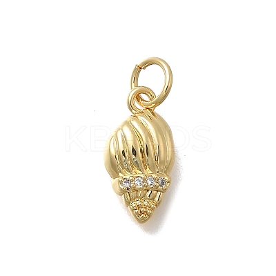 Brass Micro Pave Clear Cubic Zirconia Charms KK-D431-061G-1
