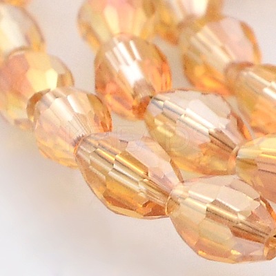 AB Color Plated Glass Faceted Rice Beads Strands GLAA-A030A-AB01-1