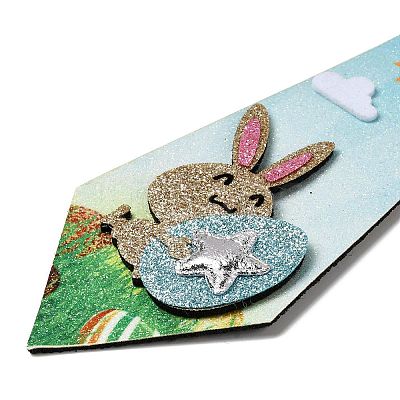 Easter Theme Rabbit Egg Glitter Felt Necktie AJEW-C030-01C-1