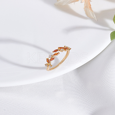 1Pc Brass Micro Pave Cubic Zirconia Cuff Rings for Women RJEW-LP0002-23C-1
