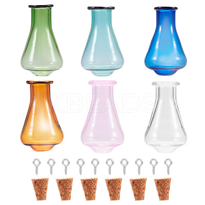 6Pcs 6 Colors Cone Glass Wishing Bottle Decoration AJEW-TA0001-52B-1