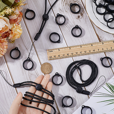 36Pcs Silicone Rings with 6Pcs Polyester Necklace Lanyard Anti-Loss Pendant Holder DIY-GF0008-08A-1