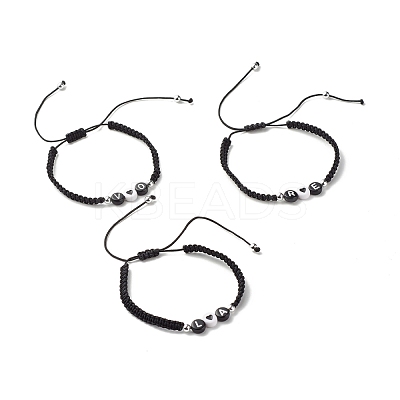 Love Letter Braided Bead Bracelet BJEW-JB07157-1