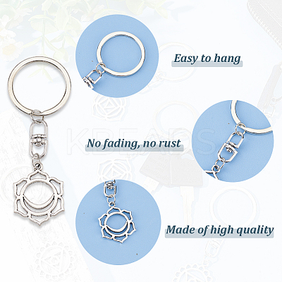 6Pcs 3 Style Chakra Alloy Symbol Pendant Keychains KEYC-FG0001-14-1