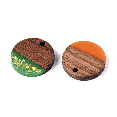 Opaque Resin and Walnut Wood Pendants RESI-T060-05M-1