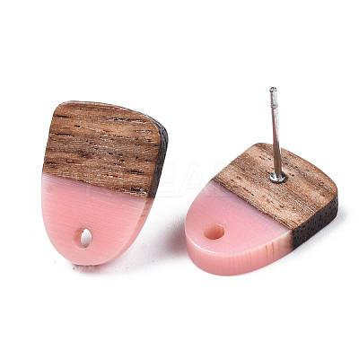 Resin & Walnut Wood Stud Earring Findings MAK-N032-026A-1