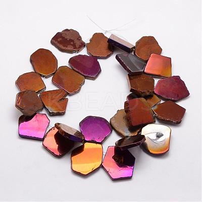Electroplated Natural Agate Beads Strands G-K109-05-E-1