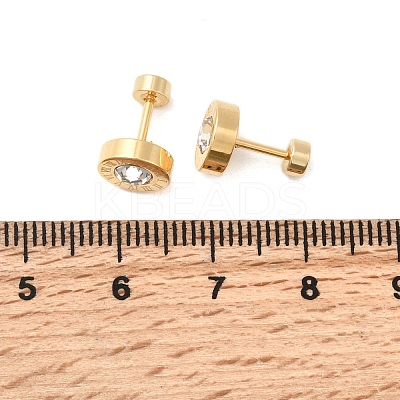 304 Stainless Steel Flat Round Stud Earrings EJEW-F396-01G-02-1