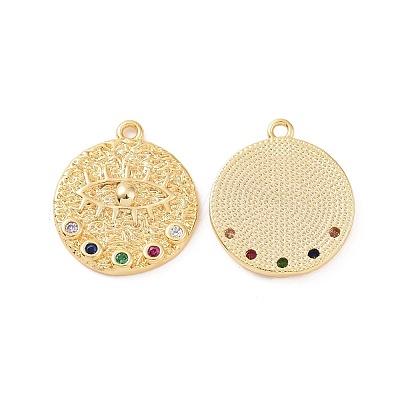 Brass Micro Pave Colorful Cubic Zirconia Pendants KK-E068-VC118-1