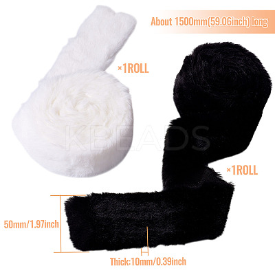 2 Rolls 2 Colors Polyester-cotton Rabbit Wool Fabrics DIY-TA0012-64-1