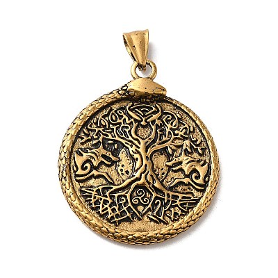 304 Stainless Steel Big Pendants LS-STAS-D091-12AG-1