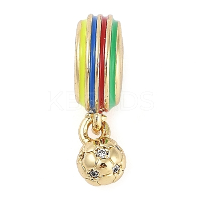 Rack Plating Brass Micro Pave Clear Cubic Zirconia European Dangle Charms KK-P287-22G-1
