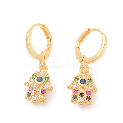 Brass Micro Pave Cubic Zirconia Dangle Hoop Earrings EJEW-F233-10-1