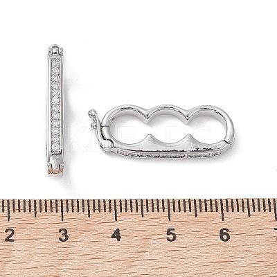 Brass Micro Pave Clear Cubic Zirconia Twister Clasps KK-K360-27B-P-1
