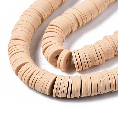 Flat Round Handmade Polymer Clay Beads CLAY-R067-12mm-53-1