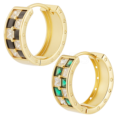 2 Pairs 2 Colors Rack Plating Brass Hoop Earrings EJEW-BBC0002-11-1