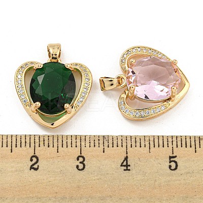 Brass Micro Pave Clear Cubic Zirconia Pendants KK-P263-23KCG-1