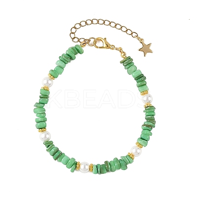 Natural Freshwater Shell Beads & Shell Pearl Beaded Bracelets BJEW-JB14212-1