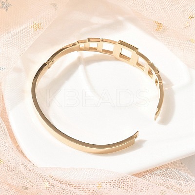 Ion Plating(IP) 304 Stainless Steel Hinged Bangles for Women BJEW-A011-17RG-1