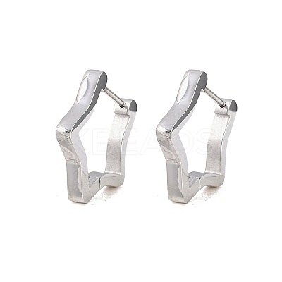 304 Stainless Steel Star Hoop Earrings EJEW-P324-02P-1