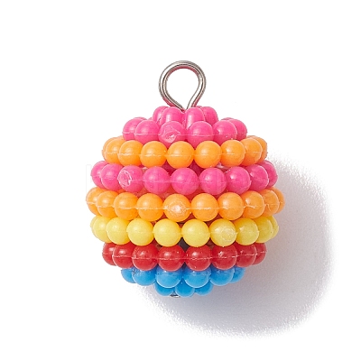 Rainbow Color Resin Waxberry Pendants PALLOY-JF02777-1