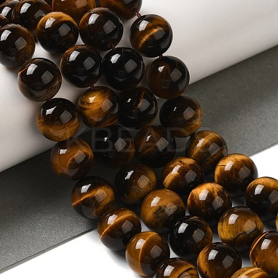 Nattural Tiger Eye Beads Strands G-GSR12mmC014-B-1