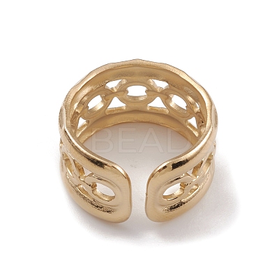 Ion Plating(IP) 304 Stainless Steel Cuff Rings RJEW-G285-38G-1