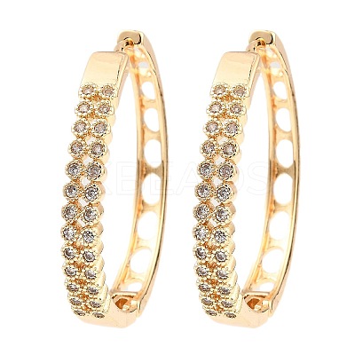 Brass Cubic Zirconia Hoop Earrings EJEW-D078-22KCG-1