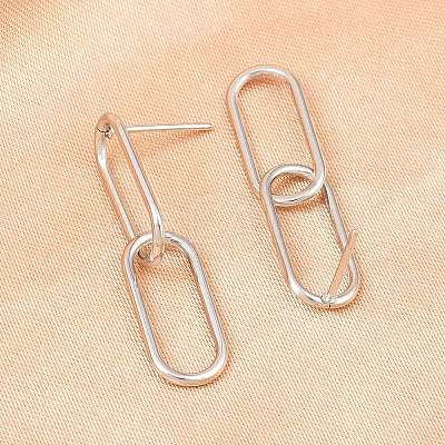 Oval 316 Stainless Steel Dangle Stud Earrings EJEW-D339-04P-1