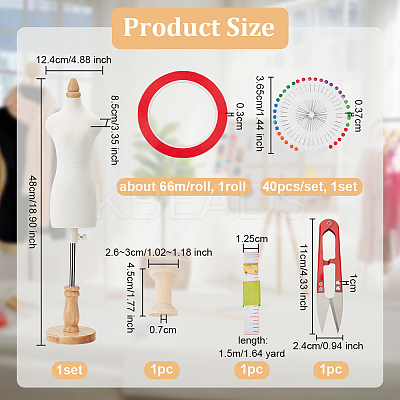 1/3 Scale Mini Female Dress Form Mannequin Torso Mode DIY-OC0011-49-1