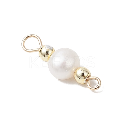 Natural Cultured Freshwater Pearl Potato & Round Electroplate Non-magnetic Synthetic Hematite Beaded Connector Charms PALLOY-JF04191-01-1