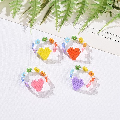 Glass Seed Beaded Finger Rings RJEW-MZ00003-1