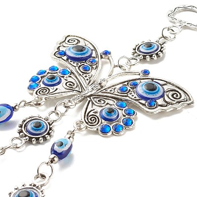 Alloy & Glass Turkish Blue Evil Eye Pendant Decoration LS-HJEW-I008-02AS-1