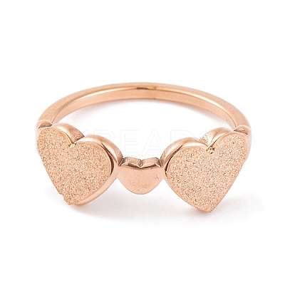 304 Stainless Steel Heart Finger Ring for Women RJEW-C086-10-RG-1