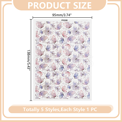 5Pcs 5 Colors Polymer Clay Earrings Water Transfer Paper DIY-HY0003-22B-1