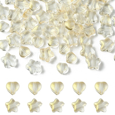 80Pcs 2 Styles Transparent Spray Painted Glass Beads GLAA-YW0003-72C-1