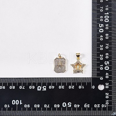 10Pcs Rack Plating Brass Micro Pave Clear Cubic Zirconia Pendants ZIRC-SZ0004-08-1