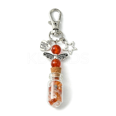 Glass Wishing Bottle with Synthetic & Natural Bead Chip inside Pendant Decorations HJEW-JM01741-1