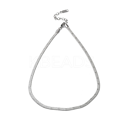 Non-Tarnish 304 Stainless Steel Herringbone Chain Necklace NJEW-D045-10P-1