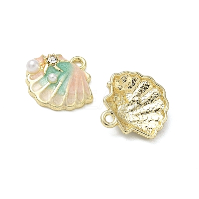 Alloy Enamel & Plastic Pearl & Crystal Rhinestone Pendants ENAM-G232-03G-1