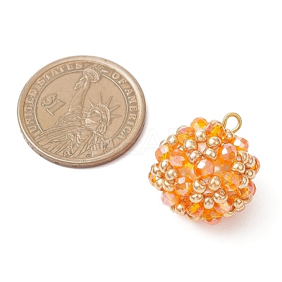 Electroplate Glass & Round Rocailles & Glass Pearl Beaded Pendants PALLOY-MZ00879-07-1