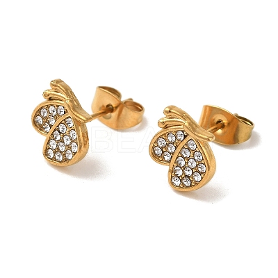 304 Stainless Steel Crystal Rhinestone Stud Earrings for Women EJEW-C094-01A-G-1