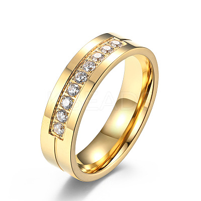 304 Stainless Steel Micro Pave Cubic Zirconia Finger Rings FS-WGAD461-16-1