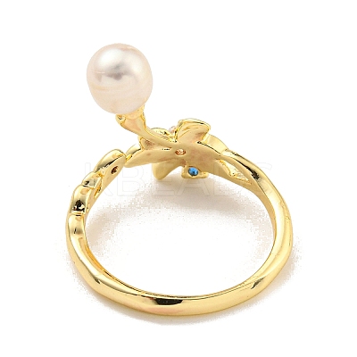 Natural Pearl Finger Ring RJEW-K265-06G-1