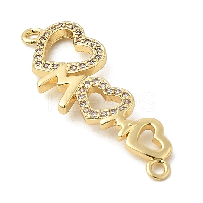 Heart Brass Micro Pave Clear Cubic Zirconia Connector Charmss KK-CJC0013-14B-G-RS-1