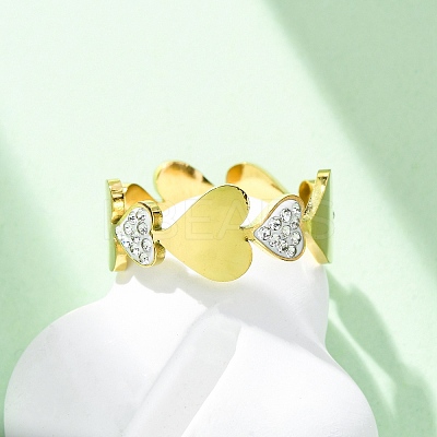 304 Stainless Steel with Rhinestone Finger Rings RJEW-Q020-15G-1