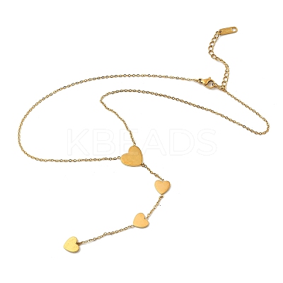 304 Stainless Steel Heart Link Chain Y Necklaces for Women LS-NJEW-A059-05G-1