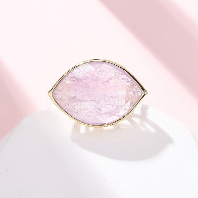 Horse Eye Natural Amethyst Cuff Rings RJEW-M076-04G-05-1