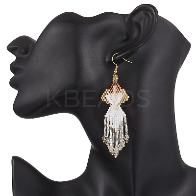 Angel Handmade Glass Seed Beads Dangle Earrings EJEW-MZ00538-02-1